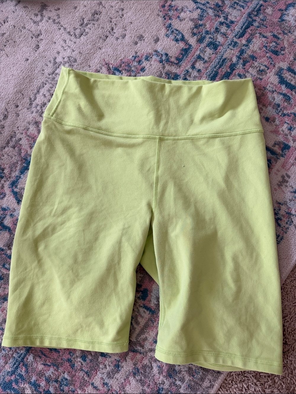 Fabletics Light Lime High-Waist Athletic Bike Shorts